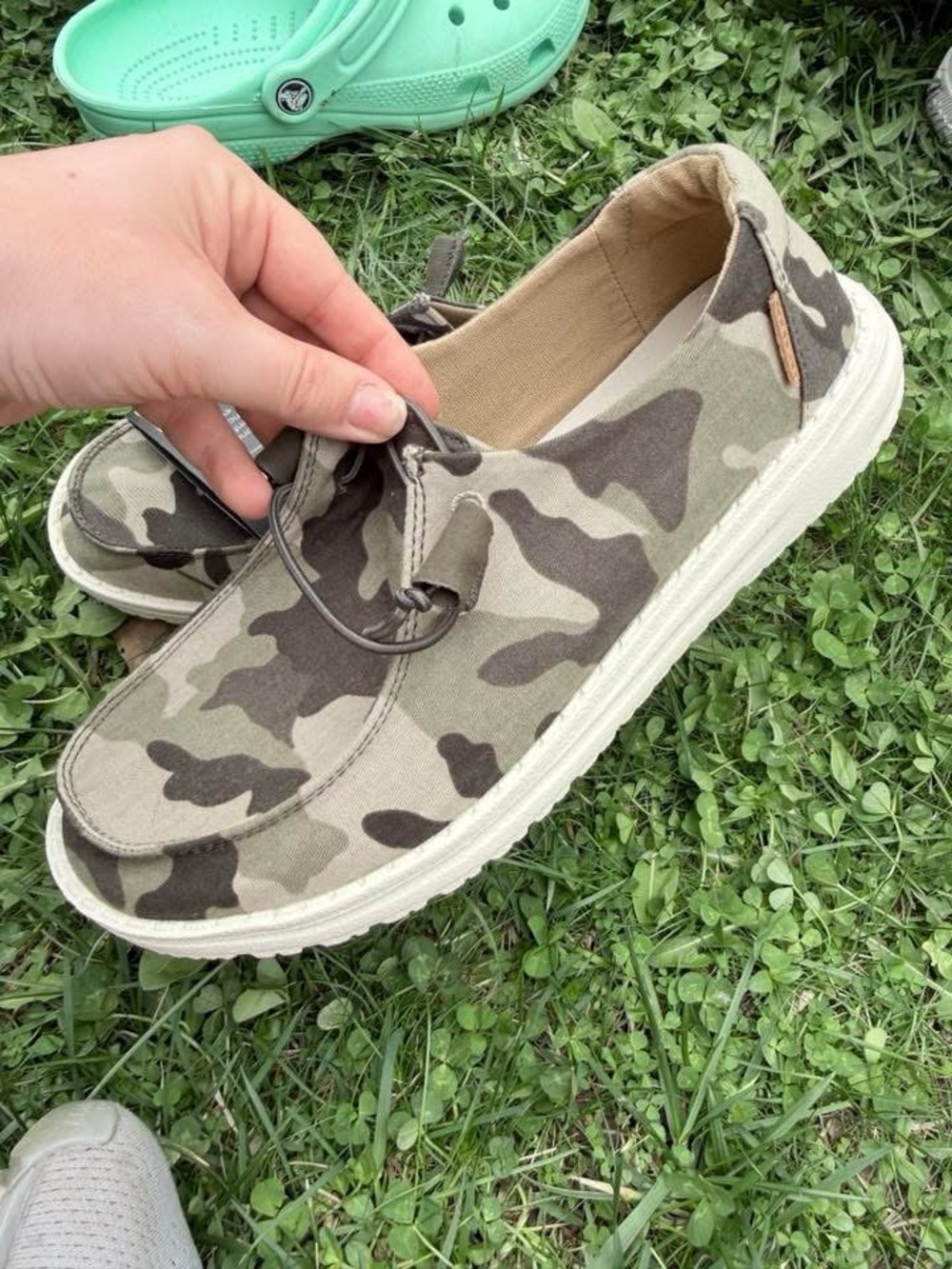 Hey Dude Green and Gray Camo Slip-On Loafers - Picture 2 of 2